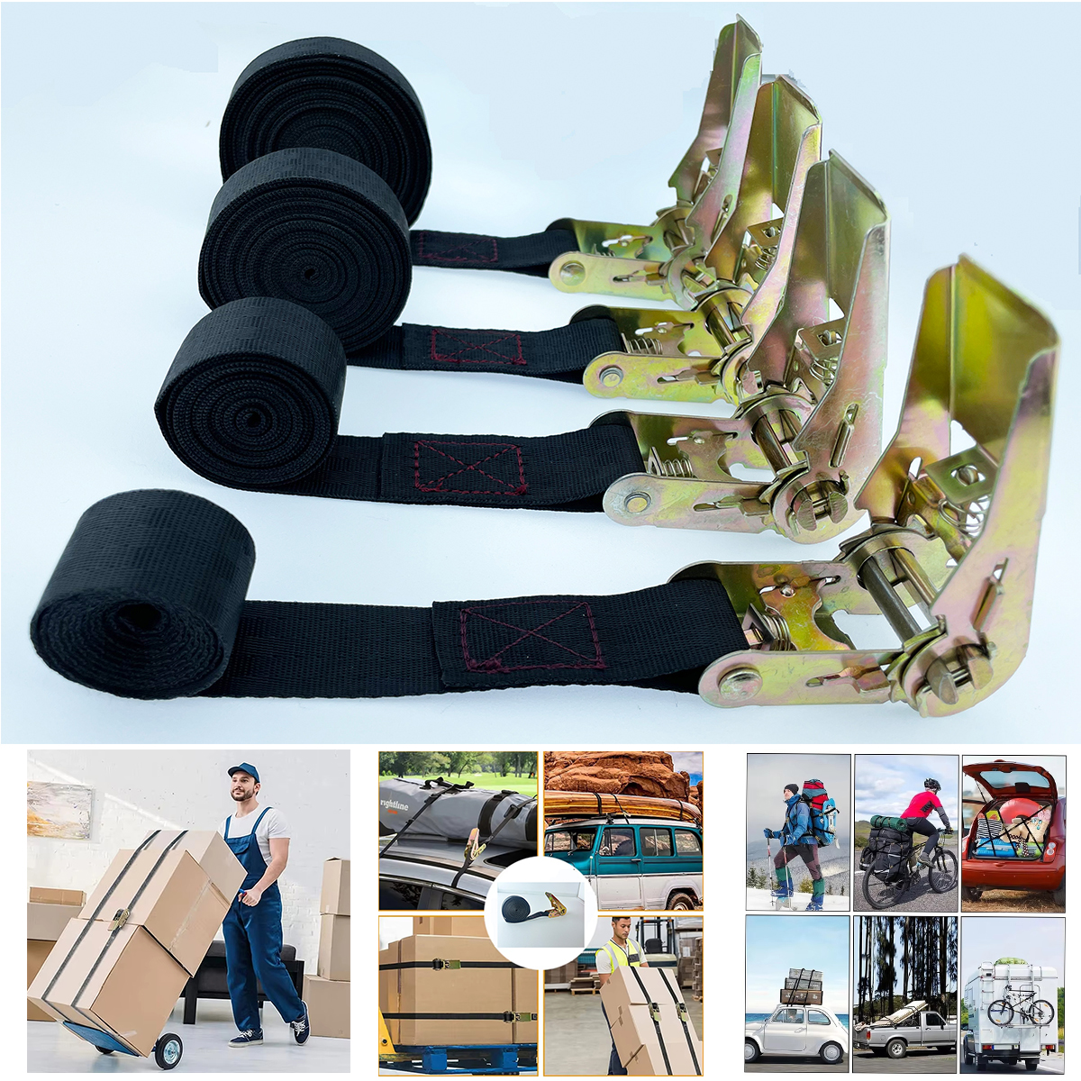 Car Accessories For Road Trip - Cargo Strap Ratchet Tensioner Freight Car