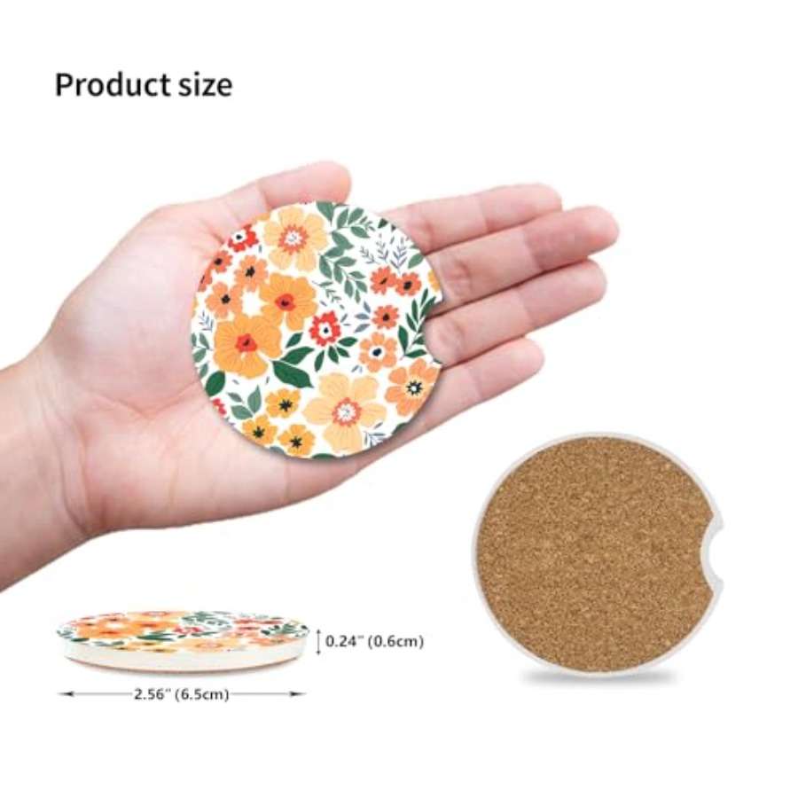 Flowers Absorbent Car Coasters - огляд і ціна Car Accessories Cork