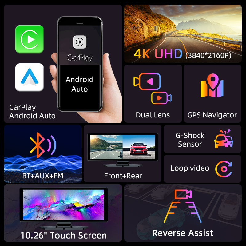10.26 inch 4K Dash Cam 360° Ro - огляд і ціна Car Dash Cam